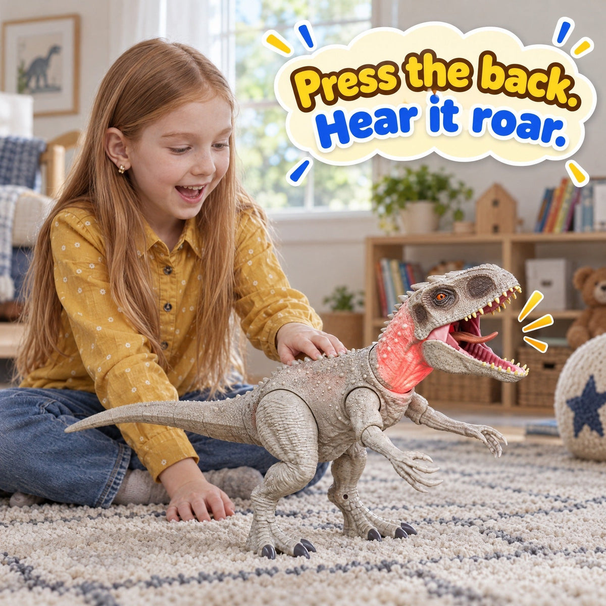 Duży dinozaur T-Rex z dźwiękiem i światłem – 50 cm