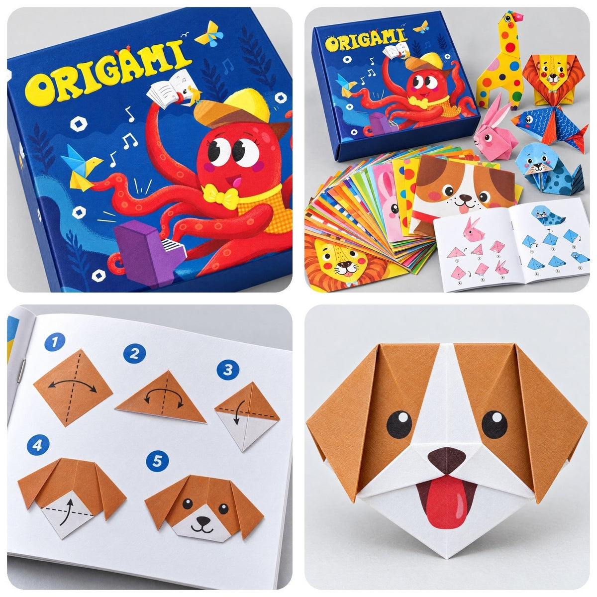Origami 3D dla dzieci – zestaw 108 kartek z ilustrowaną instrukcją