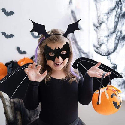 Przebranie nietoperza z LED na Halloween – skrzydła, maska, opaska
