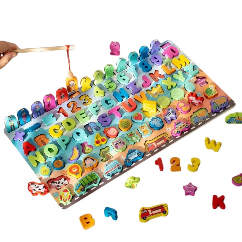 Magnetyczna tablica Montessori z wędką – litery i cyfry