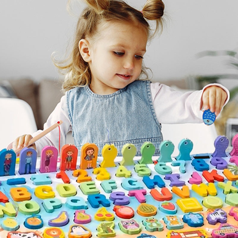 Magnetyczna tablica Montessori z wędką – litery i cyfry