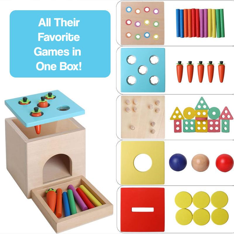 Drewniane pudełko Montessori 5w1
