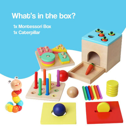 Drewniane pudełko Montessori 5w1