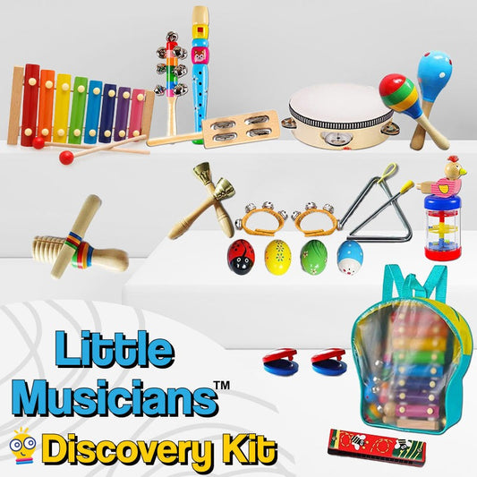 Drewniane instrumenty muzyczne dla dzieci w plecaku