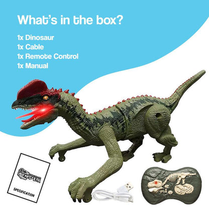 Zdalnie sterowany dinozaur ze światłem, dźwiękiem i ruchem