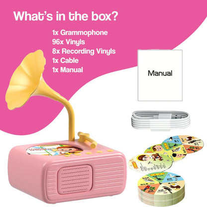 Mini gramofon dla dzieci z 96 płytami i Bluetooth