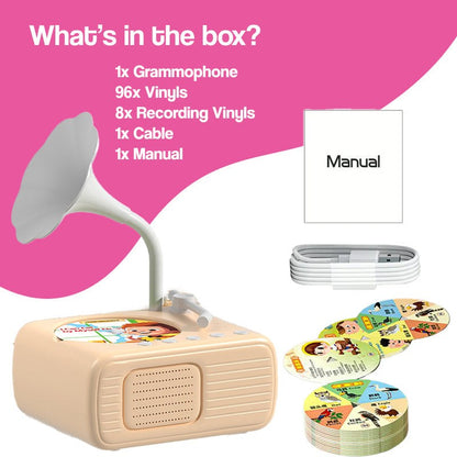 Mini gramofon dla dzieci z 96 płytami i Bluetooth