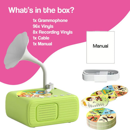 Mini gramofon dla dzieci z 96 płytami i Bluetooth