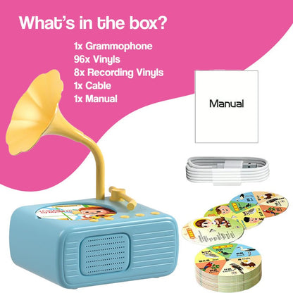 Mini gramofon dla dzieci z 96 płytami i Bluetooth