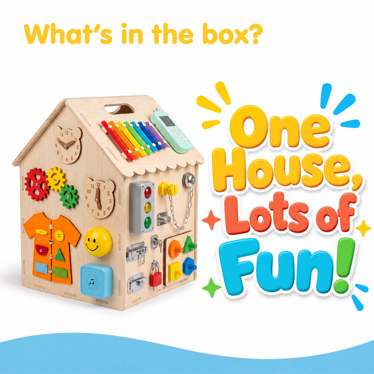 Drewniany domek manipulacyjny Montessori