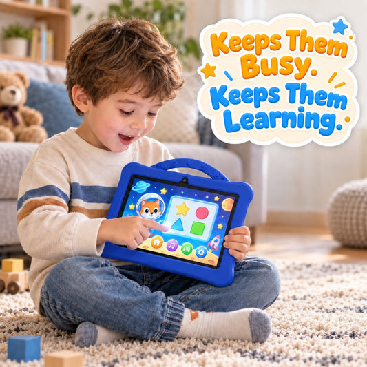 Tablet edukacyjny dla dzieci w etui odpornym na upadki