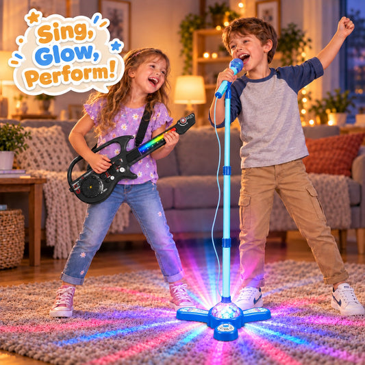 Mikrofon karaoke dla dzieci ze statywem i światłami LED
