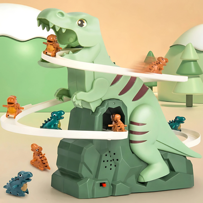 Tor ze zjeżdżalnią dla dinozaurów – światło, dźwięk i 6 figurek