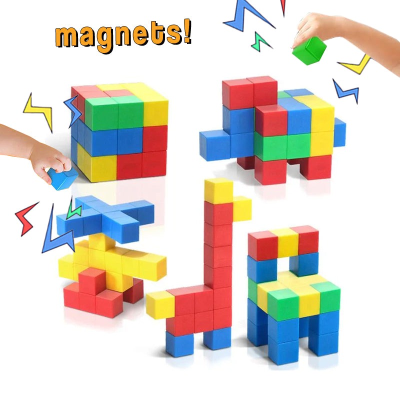 Kolorowe klocki magnetyczne STEM – 32 elementy