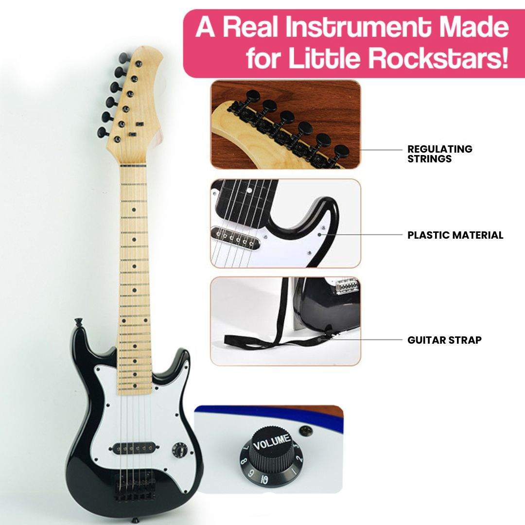 Mini gitara elektryczna z naturalnego drewna dla dzieci