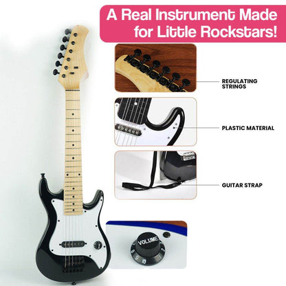 Mini gitara elektryczna z naturalnego drewna dla dzieci