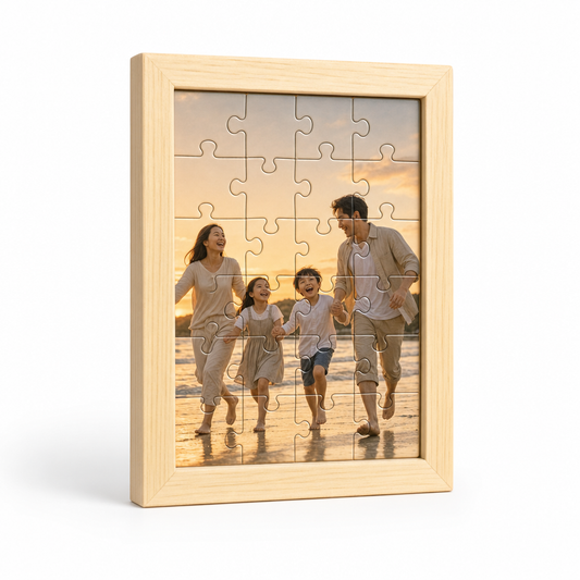 Drewniane puzzle z własnym zdjęciem w ramce z litego drewna