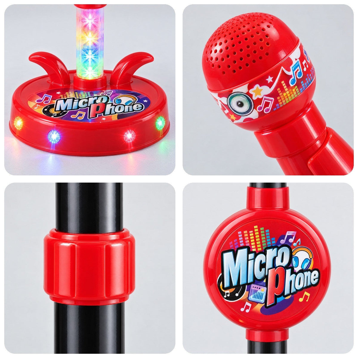 Świecący mikrofon karaoke dla dzieci ze statywem