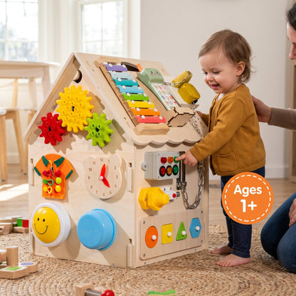 Drewniany domek manipulacyjny Montessori
